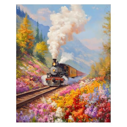 AUKELHJ Paint by Numbers Kit for Adults Beginner, Train, 16X20 Inch - color: 14-Train