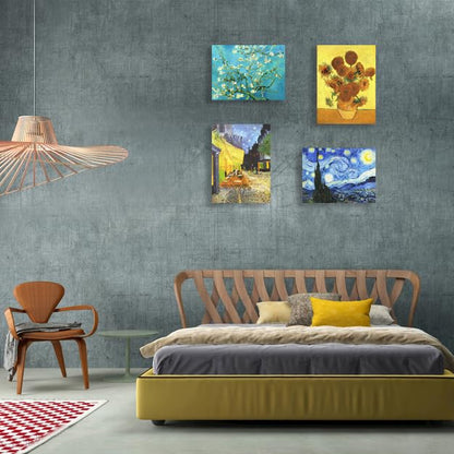 Muzagroo Art Van Gogh Diamond Painting Kits for Adults, DIY 5D Diamond Art Kits for Beginners, Starry Night Arts and Sunflower Crafts Diamond Art for Living Room, Kids Room 4 PCS Wall Art - color: 08-Van Gogh