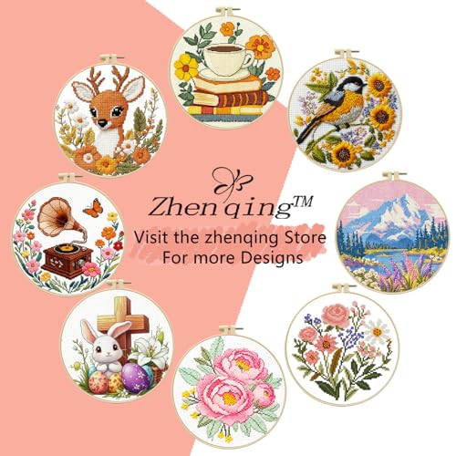 Zhenqing Cute Dragon on Books Stamped Cross Stitch Kit for Beginners, 11CT Printed 24 x 24 cm Fantasy Book Dragon Pattern with Hoop, Threads, Needles and English Instructions, DIY Embroidery Set - color: Bookish Little Dragon