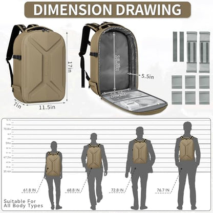 TORIBIO Large Hardshell Camera Backpack DSLR/SLR/Mirrorless Photography Bag - color: Khaki