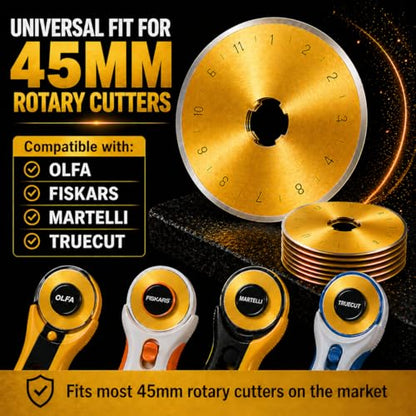 SKS-7 Titanium Coated 10 Packs 45mm Rotary Cutter Blades - color: 45MM-10PCS