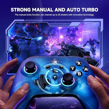 ECHTPower Pro Controller for Switch/PC/iOS/Android, 1000mAh Wireless Gaming Controller With 9 Color RGB Light, Macro Buttons, 6 Axis Gyro, Dual Vibration, Turbo - color: Blue