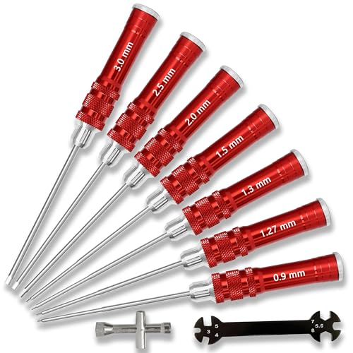 Hex Driver Set 7PCS 0.9 1.27 1.3 1.5 2.0 2.5 3.0mm RC Tool Kit - color: 7pcs Screwdrivers（red）