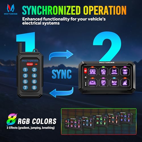 MICTUNING P1Y+ 8 Gang Switch Panel Wireless Remote Control Up to 230FT - color: Remote, size: 8 Gang