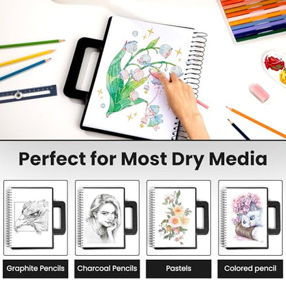 Large Sketchbook,Hardcover Drawing Pad for Adults, 60 Sheets/120 Pages, Black,9x12 - color: Black