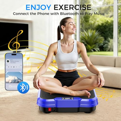 Vibration Plate Exercise Machine,Vibration Plate for Lymphatic Drainage Power Vibration Plate Machine Support 450 Lbs 250 Adjustable Speeds,Vibrating Plate Shake Plate Weight Loss - color: Blue