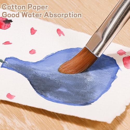 25 Sheets Watercolor Paper, 2 x 3.5, Deckled Edge Handmade Paper - size: 2 x 3.5 inch