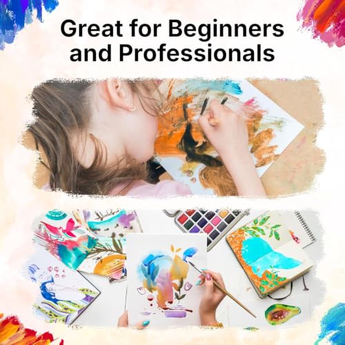 Watercolor Paint Set of 50 Colors - Washable Paint Kit with 7 Brushes