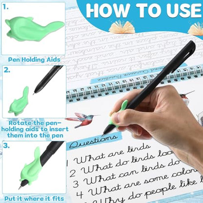 gisgfim Grooved Cursive Handwriting Workbook Magic Reusable Grooved Cursive Handwriting Practice Guided Tracing with Disappearing Ink Pens for Beginners Kids Learning Activities Supplies (Reading) - style: Reading
