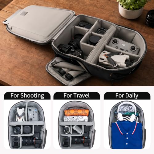 Besnfoto Lightweight Camera Backpack - Everyday Laptop Bag for DSLR Drone - color: Black, size: 16L