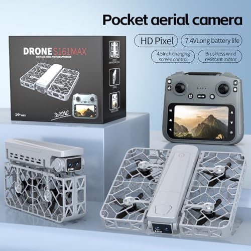 2K Dual Camera Drone with 4.5" LCD Screen Remote (No Phone Needed), Brushless Motor FPV Quadcopter, Under 249g Mini Drone, Foldable Design, 2 Batteries, Optical Flow Stable Hover, Portable for Adults