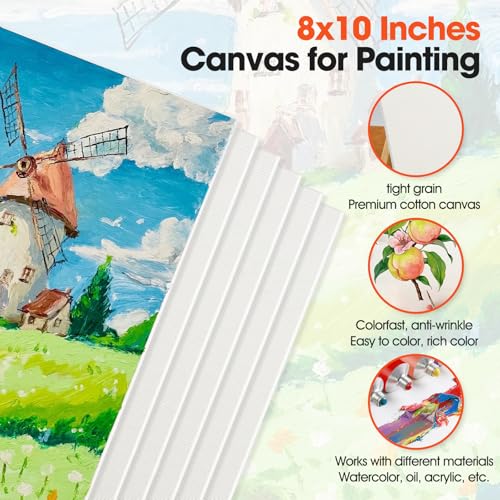 24 Sets Canvas and Easel Set for Party 8 x 10 in Canvas Boards for Painting