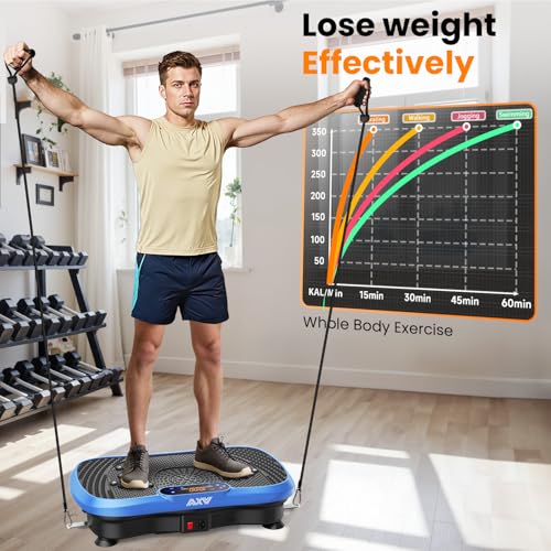 AXV Vibration Plate Exercise Machine Fitness Platform Body Vibrating Board - color: SLIM.BLUE