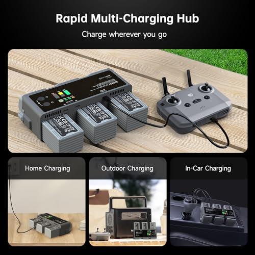 LIMETA 200W Fast Charging Hub for DJI Air 3s Battery Simultaneous 3 Drone Batteries with LED Light, Discharge Multi-Function Air 3 Charger Hub Drone Accessories