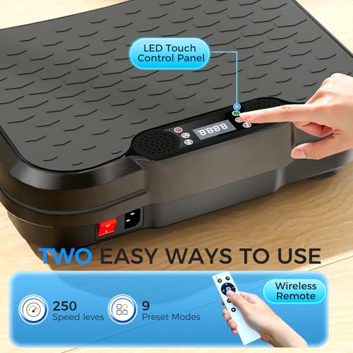 Vibration Plate Exercise Machine,Vibration Plate for Lymphatic Drainage Power Vibration Plate Machine Support 450 Lbs 250 Adjustable Speeds,Vibrating Plate Shake Plate Weight Loss - color: Black