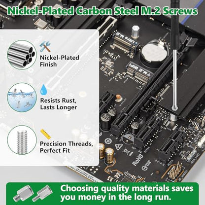 30 Pcs M.2 SSD Screws NVMe Standoff Kit for Asus MSI Gigabyte - color: 30 Pcs Silver M.2 Screw