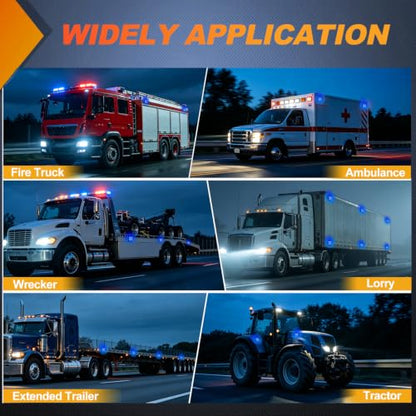 Nilight Magnetic Strobe Lights 2PCS Blue 12 LED Rechargeable Emergency - color: 12LED 18Modes Blue