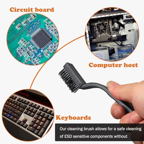 10PCS Anti Static ESD Cleaning Brush Kit, Keyboard PCB Motherboards Circuit Boards Electronic Devices Tool Set, Black