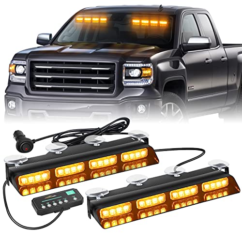 XRIDONSEN 2 in 1 2x 14 inch Strobe Light Bar - color: Amber