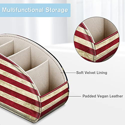 FINTIE Remote Control Holder with 11 Compartments Vegan Leather - color: US Flag