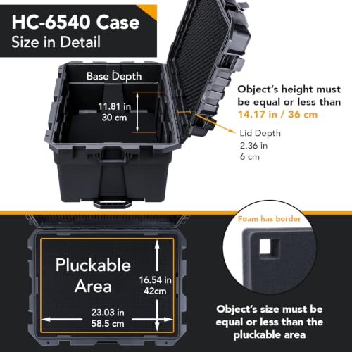 Lykus HC-6540 Hard Case with Wheels and Foam, Inner Size 23.0*16.54*14.17in - size: HC-6540