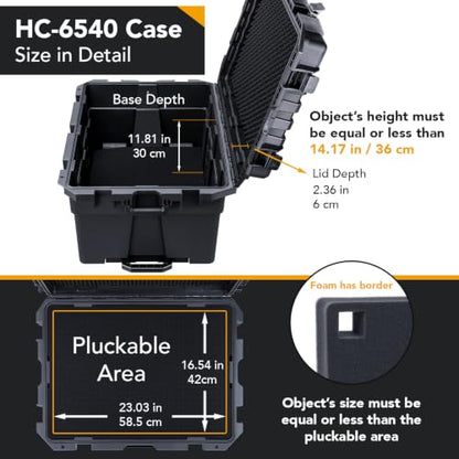 Lykus HC-6540 Hard Case with Wheels and Foam, Inner Size 23.0*16.54*14.17in - size: HC-6540