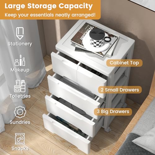 LOKO 5-Drawer Plastic Rolling Storage Cart (16"x13"x31") - size: 16”x13”x31” (5 Drawers)