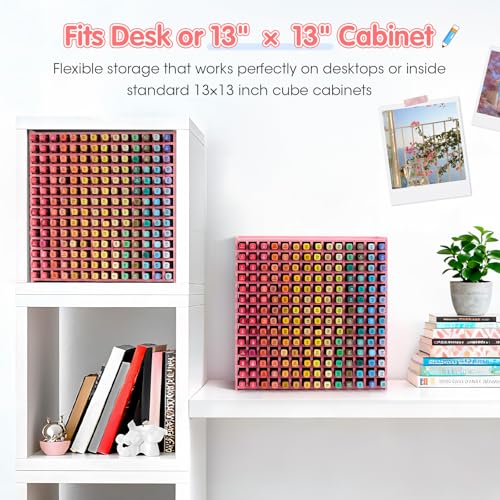SANFURNEY 196 Slots Marker Organizer Art Marker Holder Pink