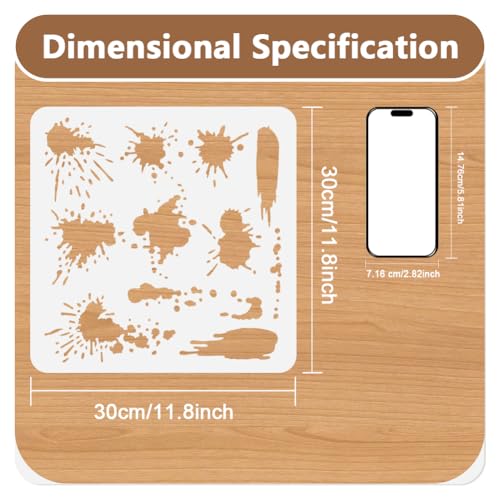 Splatter Ink Art Stencil for Painting 11.8" x 11.8" Reusable - style: Splatter