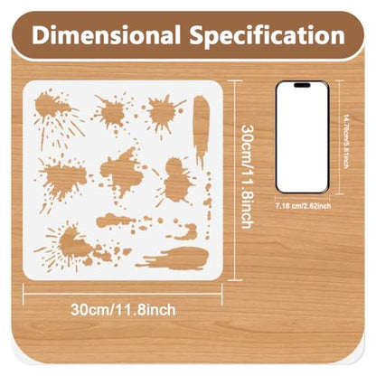 Splatter Ink Art Stencil for Painting 11.8" x 11.8" Reusable - style: Splatter