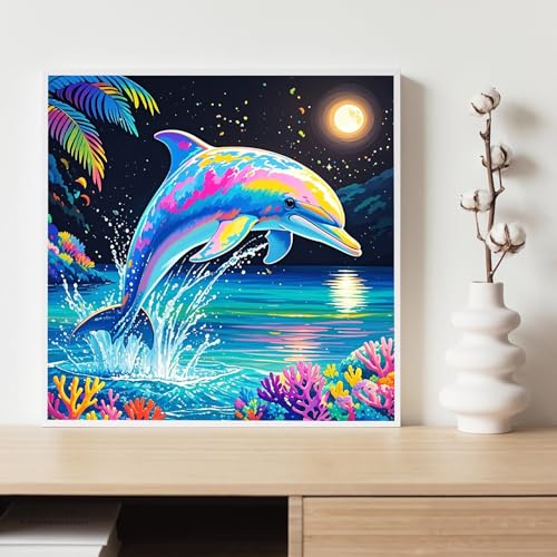 ILYUFO Diamond Art Kits for Adults Dolphin DIY Diamond Painting - color: Dolphin