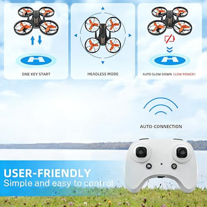 Drones - RC Drone with Auto Hovering and Headless Mode, Quadcopter with LED Light, Propeller Full Protect, 3D Flips, 3 Batteries, Remote Control, Best Gifts