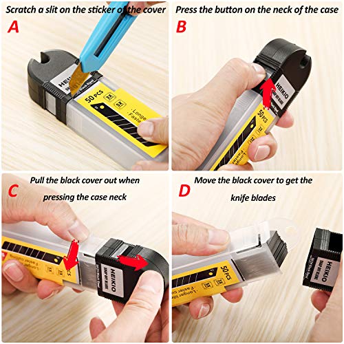 18mm Snap-off Blades, 50-Pack, Quality Black Carbon Steel Made, Sharp and Durable, Heavy-duty Replacement Blade for 18mm Box Cutter and Utility Knife