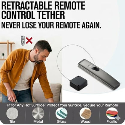 2 Pack Retractable Remote Control Tether 6.6FT TV Remote Leash Anti Loss Cord Remote Control Security Cable with Adhesive Mount Never Lose Your Remote Again - size: 2PCS-6.6FT