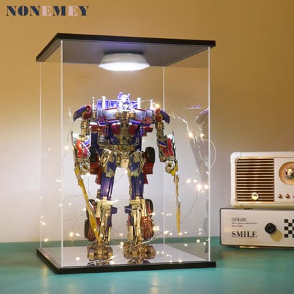 NONEMEY Clear Acrylic Display Case with Remote Control Light for Collectibles, Dustproof Model Showcase Organizer Box, Display Case for Collectibles (7.8x6x13.8inch,20x15x35cm) - size: 7.8×5.9×13.8 inch, 20×15×35 cm