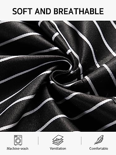 Syntus Apron for Men Women, Adjustable Cooking Kitchen Apron with 2 Pockets - color: Stripe Black Bold, style: 2 Polyester