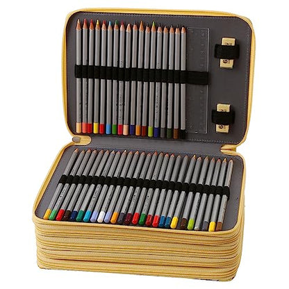 250 Slots Pencil Case 5-Layer Zipped Holder w/Handle - color: Bee, size: 250