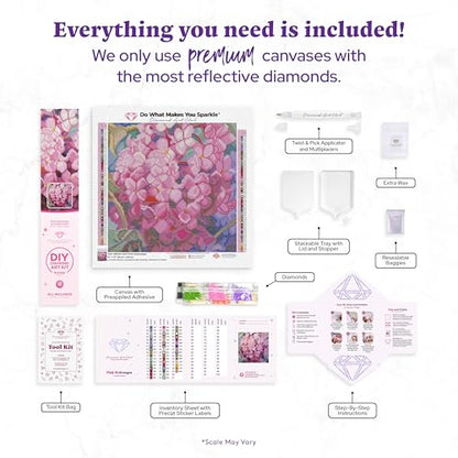 DIAMOND ART CLUB Pink Hydrangea Diamond Art Kits for Adults - color: Pink Hydrangea