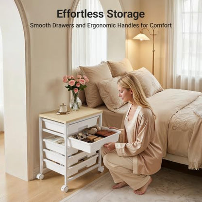 Pipishell Rolling Cart with 5 Drawers, Craft Storage Cart, Class White - color: Classic White, size: 5-Drawers