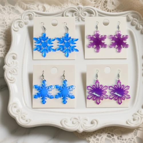 Snowflake Earring Mold, in Pairs Christmas Earring Molds with Hole - color: 6 Pcs Snowflake Earring Mold Set