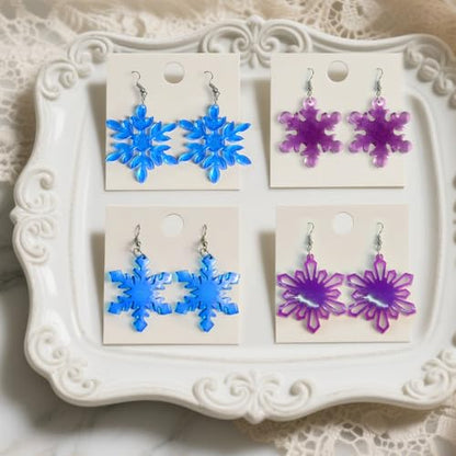 Snowflake Earring Mold, in Pairs Christmas Earring Molds with Hole - color: 6 Pcs Snowflake Earring Mold Set