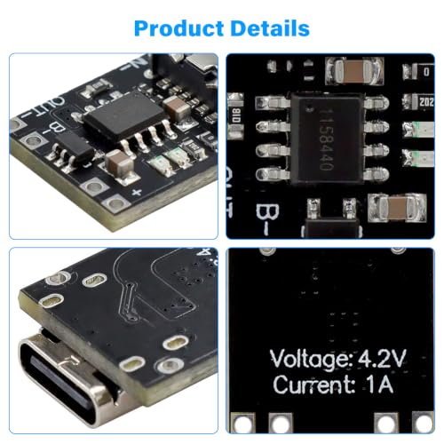 10PCS TP4057 1A Lithium Battery Charging Protection Board Module with Protection Type-C USB Charging Boards 3.7V 4.2V, TP4057 Charging Module（TP4056 Upgraded）