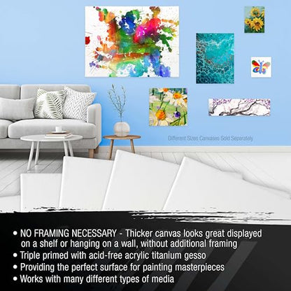 U.S. Art Supply 12"x60" Stretched Canvas for Painting, Gallery Depth 3-Pack - size: 12" x 60"