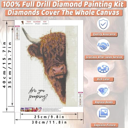 Highland Cow Diamond Art Kits for Adults Diamond Painting Kit for Beginner - color: DP03387