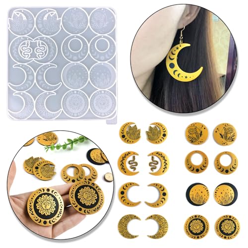 kingmise Moon Phase Earrings Pendant, epoxy Resin Silicone Mold 8943-8944