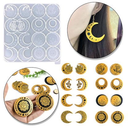 kingmise Moon Phase Earrings Pendant, epoxy Resin Silicone Mold 8943-8944