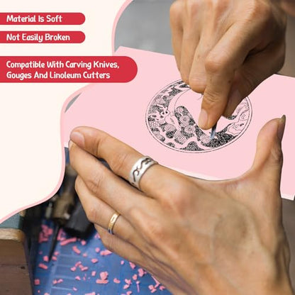 Gilprop 4 Pcs Pink Rubber Block 8 x 10 x 0.25 Inch Linoleum Carving Block