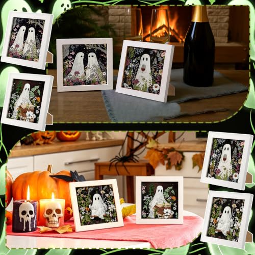 Geyoga 4 Pcs Halloween Diamond Painting Kits with Frame 7 x 7 Inch - style: Ghost