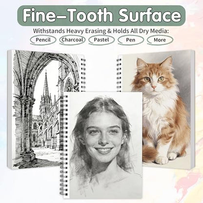 FIXSMITH 9"X12" Sketch Book, 100 Sheets, 68 lb/100gsm, 4 Pack Green - color: Sage Green, size: 9"x12"-4 Pack