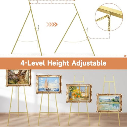 Gold Easel Stand for Sign, Heavy Duty Display Easel for Wedding & Poster - color: Gold